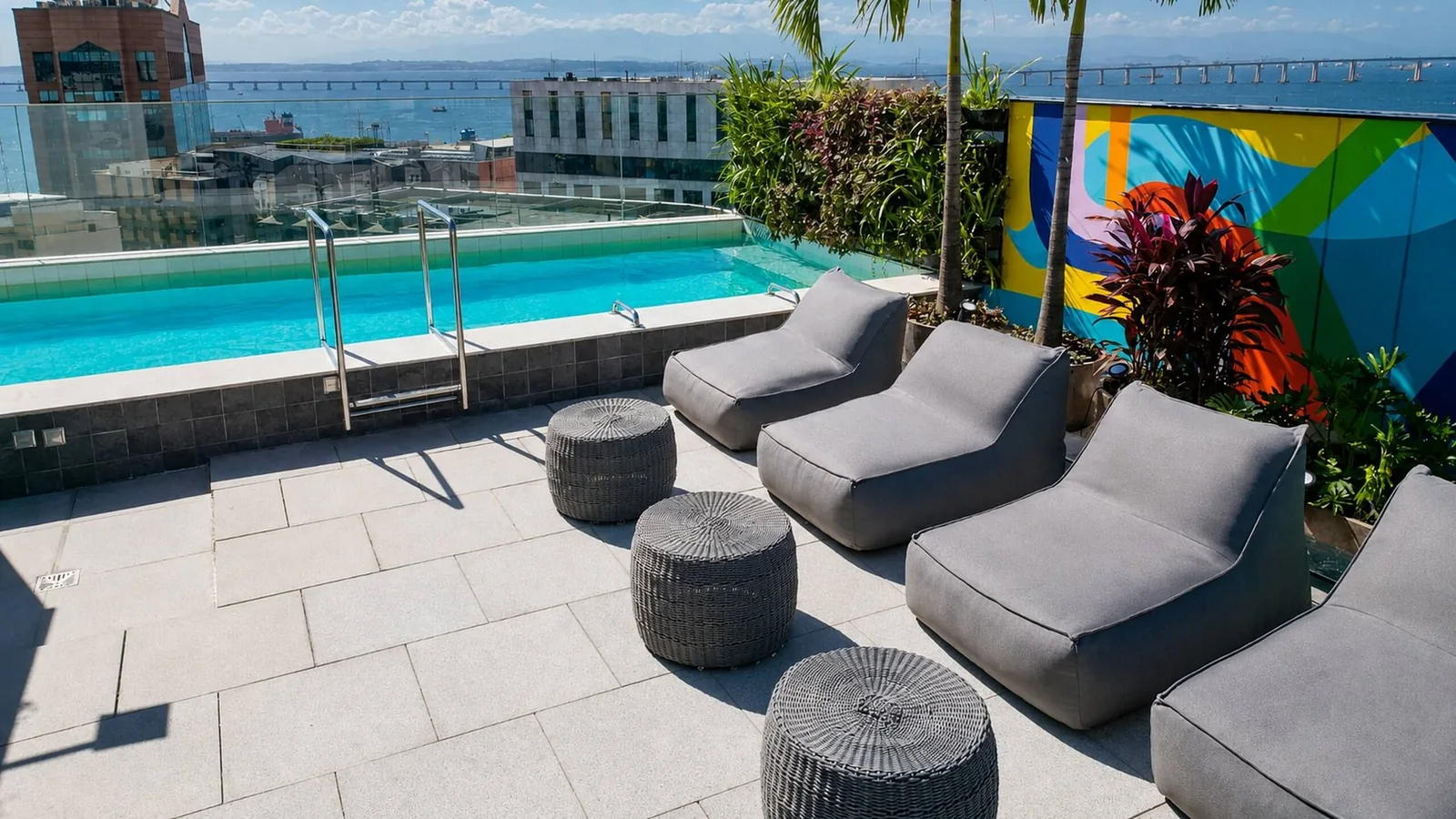 Skylux rooftop terrace with a pool and views of Guanabara Bay